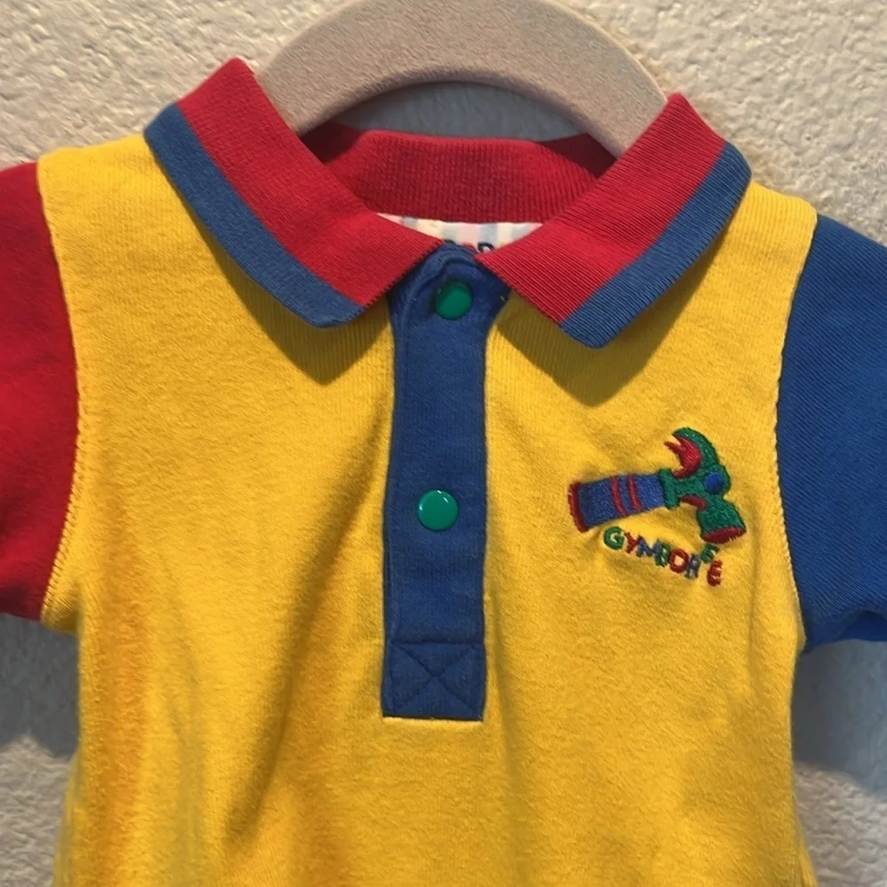 Gymboree Vintage Primary Colorblock Hammer Romper Size Newborn 90’s